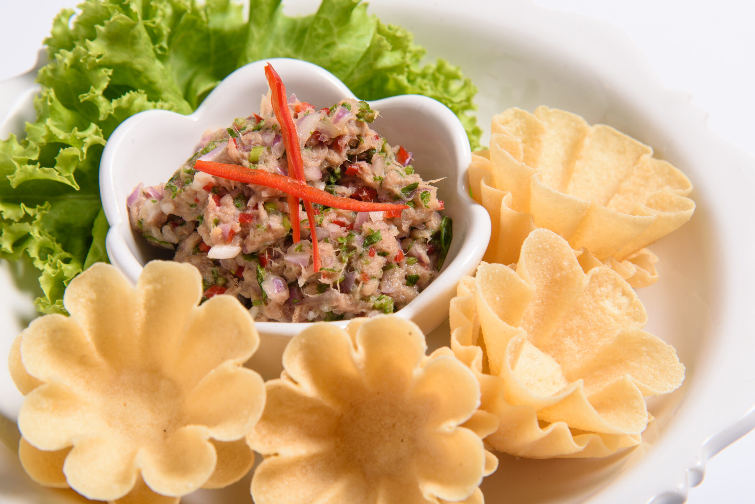 กระทงทองทูน่ายำ เครื่องว่างชาววัง ร้านซอสามสาย สุขุมวิท 61